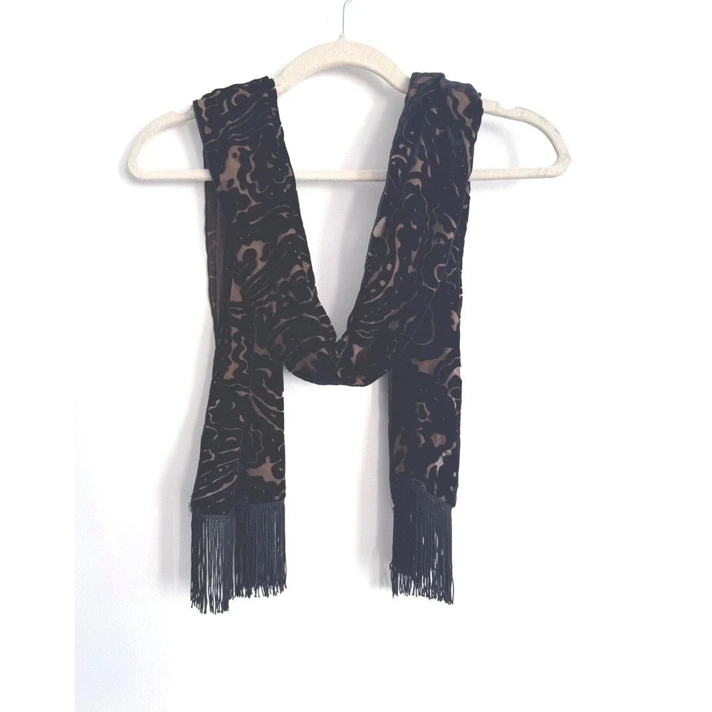VTG Dana Herbert Burnout Velvet Fringe Baroque Devoré Evening Wrap 12